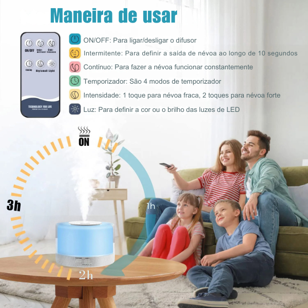Umidificador de ar e Difusor de Aromas Aromic™ - COMPRE 1 e LEVE 2 🔥