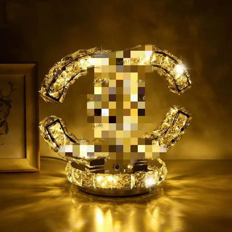 32*29CM Crystal Table Lamp Bedroom Bedside Lamp Round LED Decorative Desk Lamp Glass Crystal Light for Bedroom
