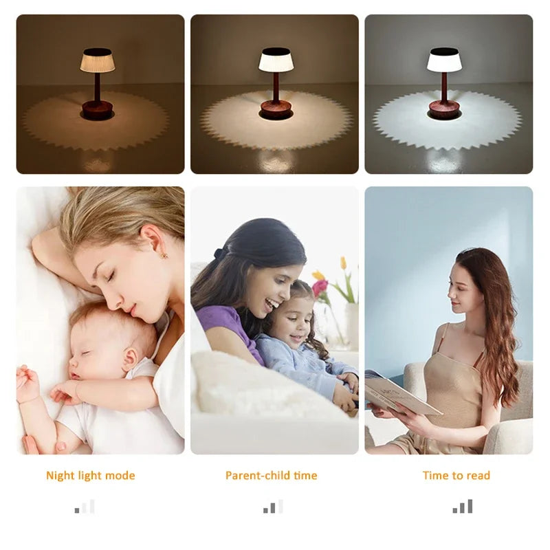 Creative Decorative Crystal Table Lamp Rechargeable Protection Night Light Bedroom Study Bedhead Led Atmosphere Projection Light