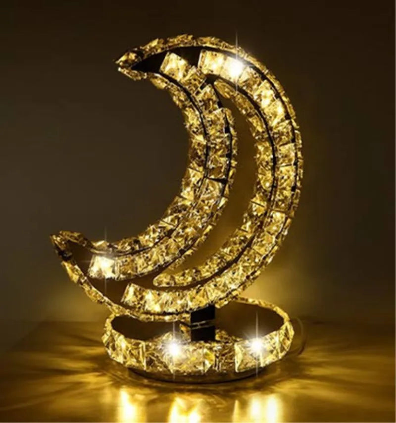 32*29CM Crystal Table Lamp Bedroom Bedside Lamp Round LED Decorative Desk Lamp Glass Crystal Light for Bedroom